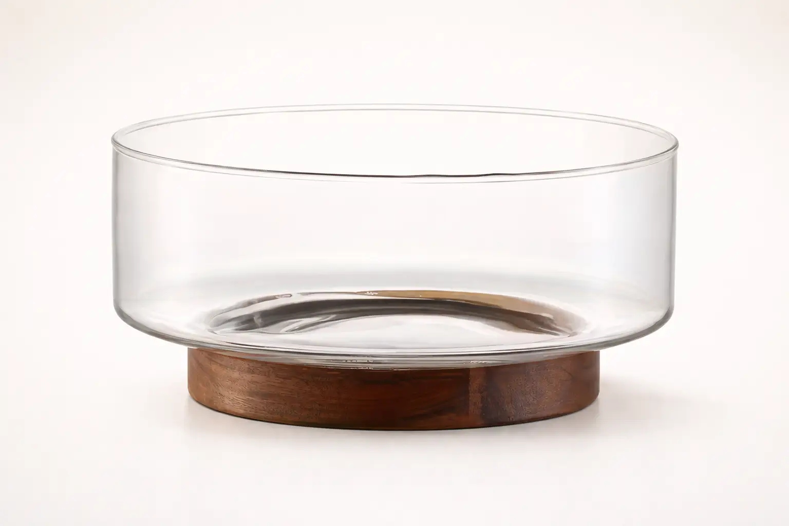 Glass Bowl with Wooden Base